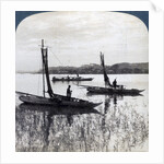 Fishing boats coming home at sunset, near Yokohama, Japan by Underwood & Underwood