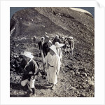 Pilgrims at the end of their ascent of Mount Fuji (Fujiyama), Japan by Underwood & Underwood