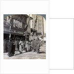 Watching a free show on Theatre Street, looking north to Asakusa Tower, Tokyo, Japan by Underwood & Underwood