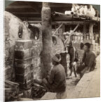 Workmen watching kilns full of Awata porcelain, Kinkosan works, Kyoto, Japan by Underwood & Underwood