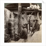 Workmen watching kilns full of Awata porcelain, Kinkosan works, Kyoto, Japan by Underwood & Underwood