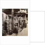 Workmen watching kilns full of Awata porcelain, Kinkosan works, Kyoto, Japan by Underwood & Underwood
