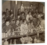 Factory girls decorating cheap pottery for the foreign markets, Kyoto, Japan by Underwood & Underwood