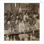 Factory girls decorating cheap pottery for the foreign markets, Kyoto, Japan by Underwood & Underwood