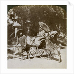 Girl feeding sacred deer on her way to prayers, grounds of Kasuga Temple, Nara, Japan by Underwood & Underwood