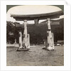 Sacred torii gate rising from the sea, Itsukushima Shrine, Miyajima Island, Japan by Underwood & Underwood