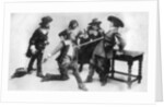 The duel, scene from act I of The Breed of the Treshams by John Rutherford by Anonymous