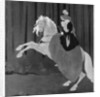 A woman sitting on a rearing horse by Aubrey Beardsley