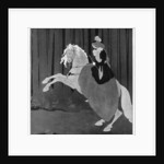 A woman sitting on a rearing horse by Aubrey Beardsley