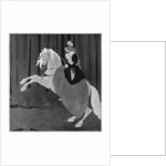 A woman sitting on a rearing horse by Aubrey Beardsley