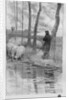 A shepherd with his flock by a river by Robert Hermann Sterl