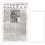 Broadside published on the death of Queen Anne by Anonymous