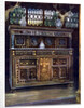 Carved and inlaid oak court cupboard by Edwin Foley