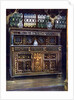 Carved and inlaid oak court cupboard by Edwin Foley
