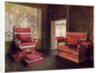Upholstered chair and couch with adjustable ends by Edwin Foley