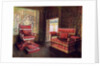 Upholstered chair and couch with adjustable ends by Edwin Foley
