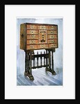 Vargueno cabinet of chestnut, ivory and other materials by Edwin Foley