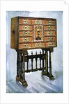 Vargueno cabinet of chestnut, ivory and other materials by Edwin Foley