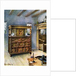 The Putnam Cupboard of English oak and cedar, and carved settle of American oak by Edwin Foley