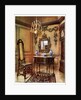 Panelling, mirror frame, walnut table and chair, Charles Wesley's walnut high case clock by Edwin Foley
