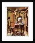 Panelling, mirror frame, walnut table and chair, Charles Wesley's walnut high case clock by Edwin Foley