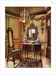 Panelling, mirror frame, walnut table and chair, Charles Wesley's walnut high case clock by Edwin Foley