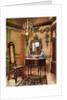 Panelling, mirror frame, walnut table and chair, Charles Wesley's walnut high case clock by Edwin Foley