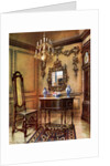 Panelling, mirror frame, walnut table and chair, Charles Wesley's walnut high case clock by Edwin Foley