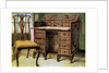 Walnut inlaid writing table by Edwin Foley
