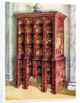 Red and gilt lacquer double chest of drawers by Edwin Foley