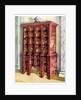 Red and gilt lacquer double chest of drawers by Edwin Foley