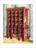 Red and gilt lacquer double chest of drawers by Edwin Foley