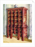 Red and gilt lacquer double chest of drawers by Edwin Foley