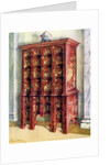 Red and gilt lacquer double chest of drawers by Edwin Foley