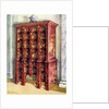 Red and gilt lacquer double chest of drawers by Edwin Foley