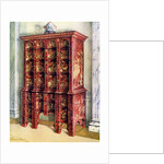 Red and gilt lacquer double chest of drawers by Edwin Foley