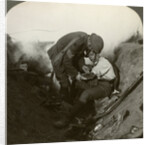 Soldier receiving first aid from a sergeant in a sap, Battle of Peronne, World War I by Realistic Travels Publishers