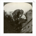 Soldier receiving first aid from a sergeant in a sap, Battle of Peronne, World War I by Realistic Travels Publishers
