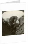 Soldier receiving first aid from a sergeant in a sap, Battle of Peronne, World War I by Realistic Travels Publishers