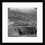 Japanese batteries firing on Russian forts, Siege of Port Arthur, Russo-Japanese War by Underwood & Underwood