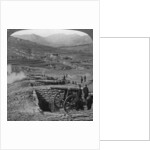 Japanese batteries firing on Russian forts, Siege of Port Arthur, Russo-Japanese War by Underwood & Underwood