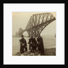 Men in Highland dress in front of the Forth Bridge, Scotland by Underwood & Underwood