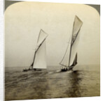 'Shamrock I' and 'Shamrock III' in a trial race off Sandy Hook, USA by Underwood & Underwood