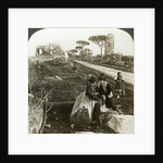 Tombs and children in traditional dress, Appian Way, Rome, Italy by Underwood & Underwood
