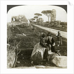 Tombs and children in traditional dress, Appian Way, Rome, Italy by Underwood & Underwood