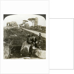 Tombs and children in traditional dress, Appian Way, Rome, Italy by Underwood & Underwood