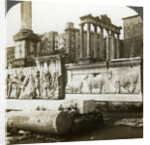 Bas reliefs of Trajan and Column of Phocas in the Forum, Rome, Italy by Underwood & Underwood