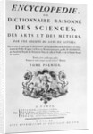 Title page of Denis Diderot's Encyclopedie by Anonymous