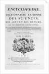Title page of Denis Diderot's Encyclopedie by Anonymous
