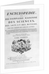 Title page of Denis Diderot's Encyclopedie by Anonymous